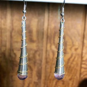 Spiral 2-tone Amethyst Dangles